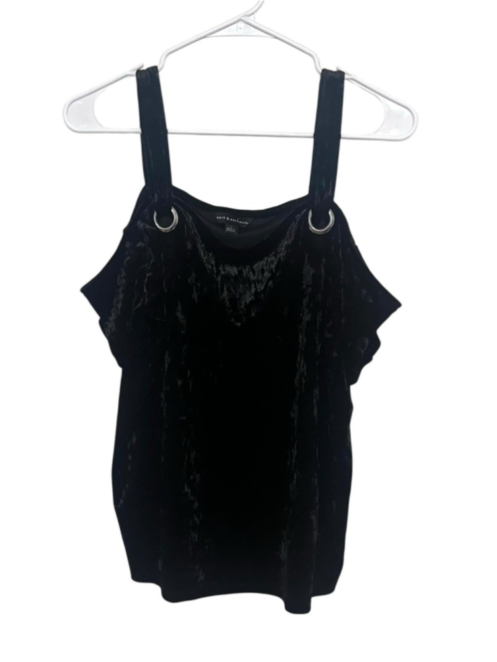 Rock & Republic Velvet Top Large Black Whimsigoth Indie Vampy Dark Romantic